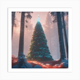 Christmas Tree In The Forest 123 Art Print