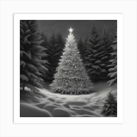 Christmas Tree In The Snow 8 Art Print