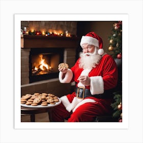 Santa Claus Eating Cookies 5 Art Print