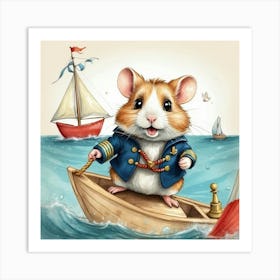 Hamster In A Boat 9 Art Print