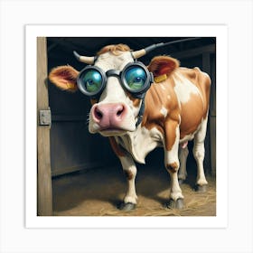 Cow With Goggles 5 Art Print