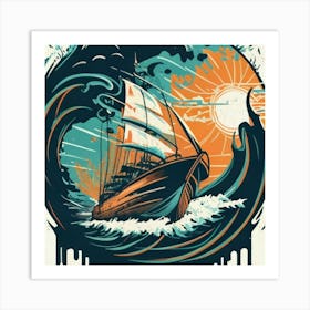 A sailing boat in the middle of the sea 1 Art Print