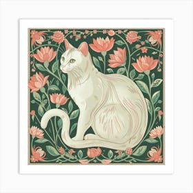 Cat With Flowers 11 Art Print