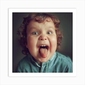 Child With Tongue Sticking Out Art Print