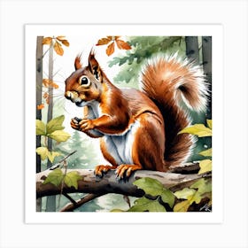 Squirrel In The Woods 63 Art Print