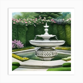 Fountain In The Garden 4 Art Print