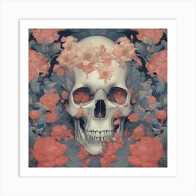 Skull With Roses Art Print