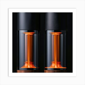 Two Speakers With Orange Lights Art Print