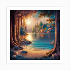 Sunset By The Lake 2 Art Print