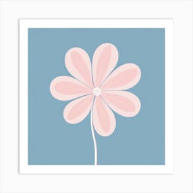 A White And Pink Flower In Minimalist Style Square Composition 60 Art Print