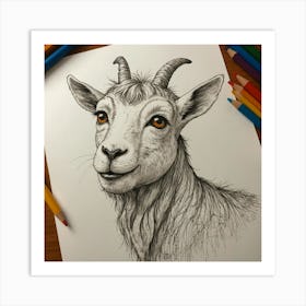 Goat Drawing 26 Art Print