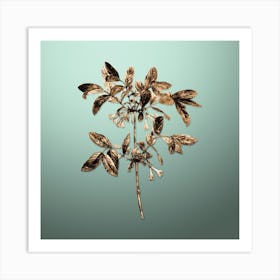 Gold Botanical Honeyberry Flower on Mint Green n.0415 Art Print