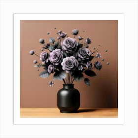 Purple Roses In A Vase 14 Art Print