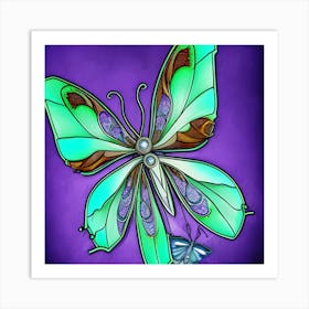 Butterfly On Purple Background Art Print