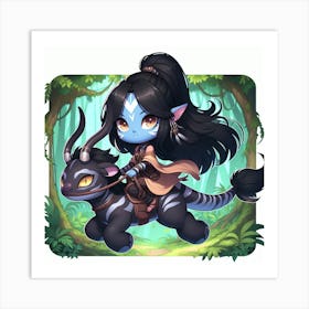 Avatar Girl Riding A Horse Art Print