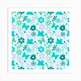 Blue Floral Art Print