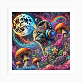 Psychedelic Cat 1 Art Print