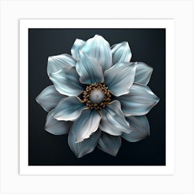 3d Rendering Of A Blue Flower Art Print