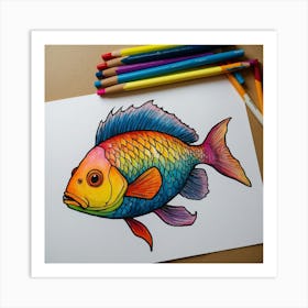 Fish Coloring Page 1 Art Print