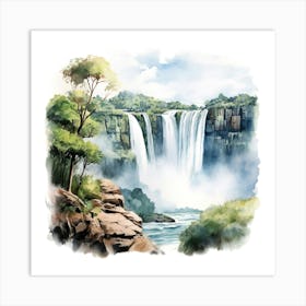 Watercolor Waterfall 5 Art Print