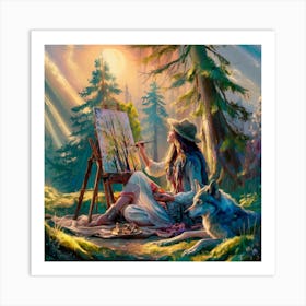 Artist In The Woods Art Print