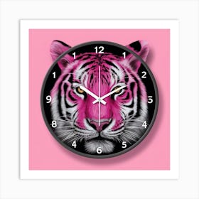 Pink Tiger Wall Clock Art Print