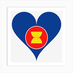 Asean Asia South East Asia Flag Logo Organization Love Heart Art Print