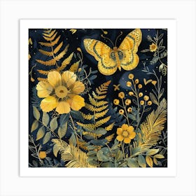 Golden Ferns Art Print