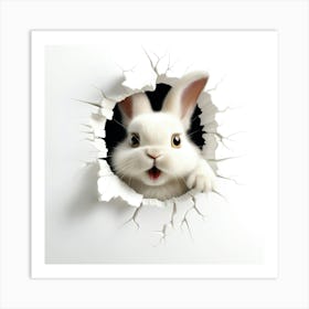 Rabbit Peeking Out Of A Hole 2 Art Print