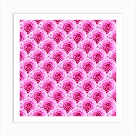 Tea Rose - Pink - Floral Pattern - Petal Elegance Art Deco Art Print