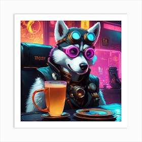 Steampunk Husky Art Print