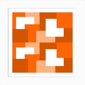 Orange abstract square tiles Art Print