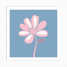 A White And Pink Flower In Minimalist Style Square Composition 545 Art Print