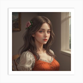 Girl With Long Hair Art Print