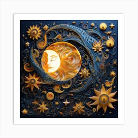 Moon And Stars 4 Art Print