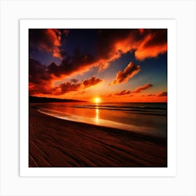 Sunset At The Beach 602 Art Print