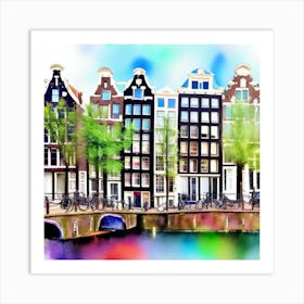 Amsterdam Houses Watercolor Art Print Art Print