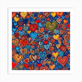 Different Heart Patterns Art Print