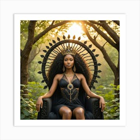 Black Woman Sitting On Throne 1 Art Print