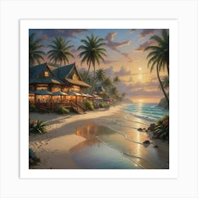 Sunset At The Beach Art Print