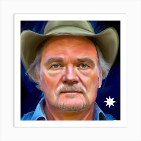 Portrait Of A Man In A Cowboy Hat Art Print