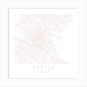 Dublin Ireland Light Pink Minimal Street Map Square Art Print