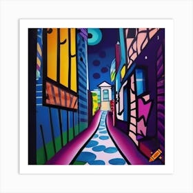 Street Alley At Night Art Print