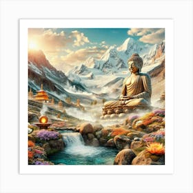 Buddha Ponders the Mountain's Mysteries Art Print