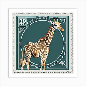 Vintage Giraffe On Stamp Art Print Art Print