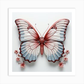 Butterfly With Flowers Art Print