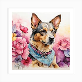 heeler dog hand drawn with lots of detail Art Print