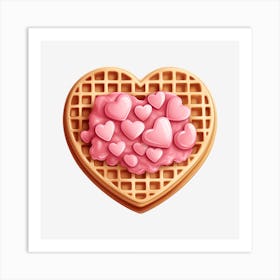 Waffle With Pink Hearts Art Print