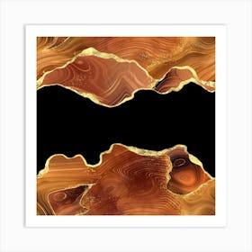 Orange Gold Glitter Agate Texture 02 1 Art Print