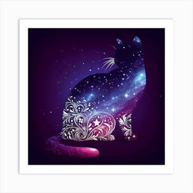 Cat In The Galaxy Art Print